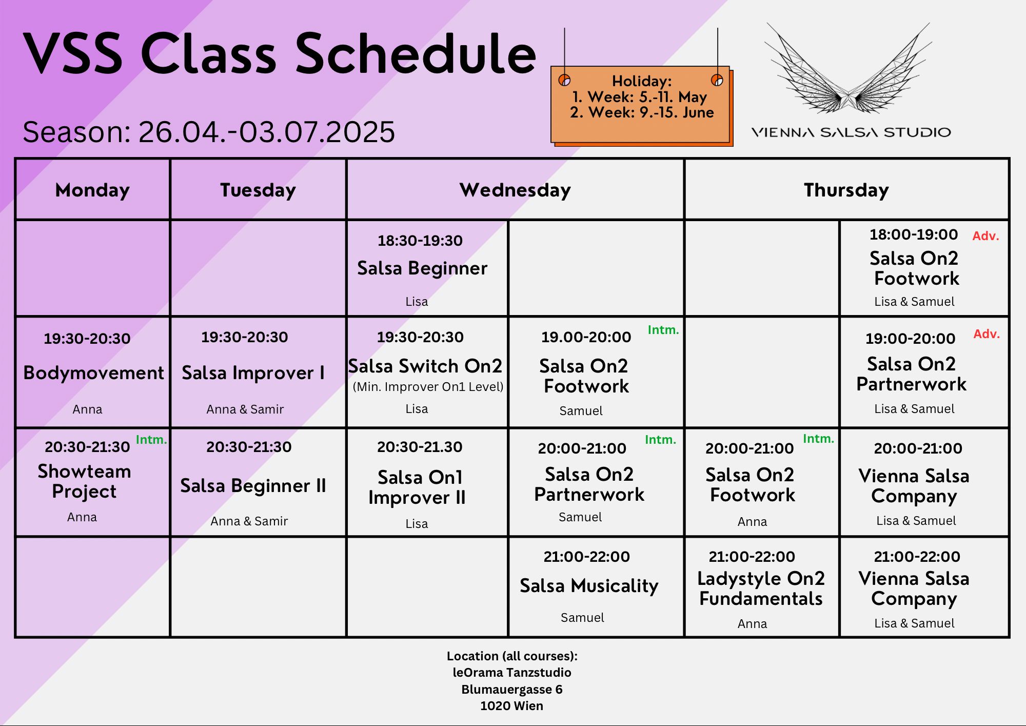 Stundenplan Mai Juni