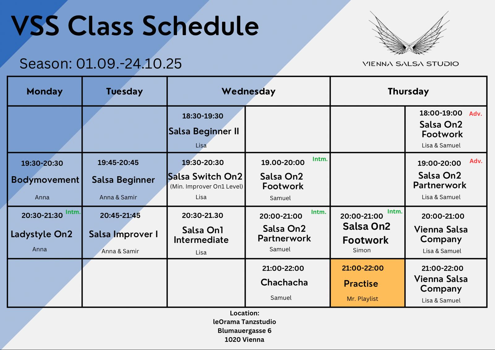 Kursplan Salsa Studio